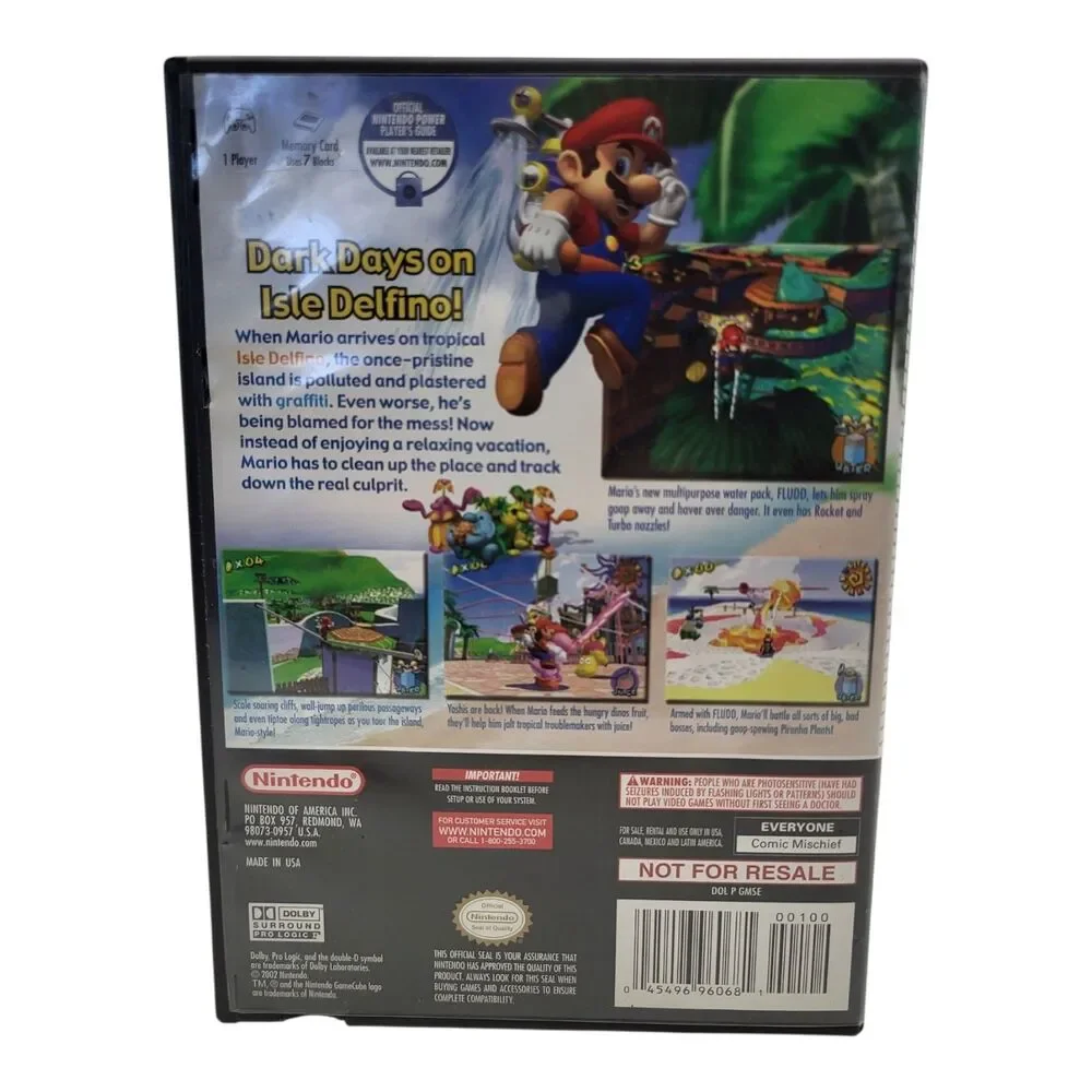 Super Mario Sunshine Nintendo GameCube Not For Resale 2002 Tested Working